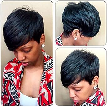 Amazon Com 2019 Spiffy Short Cut Straight Layered Black Synthetic