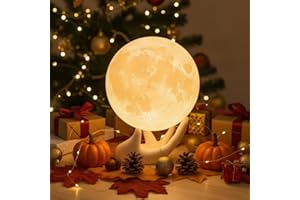 Mydethun 3.5 Inch 3D Moon Lamp – White Elephant Gift for Women Teenage Girls, Mood Lighting w/Ceramic Base, Dual-Color White/Yellow, Touch-Dimmable LED Night Light for Kids Room, Christmas Decor