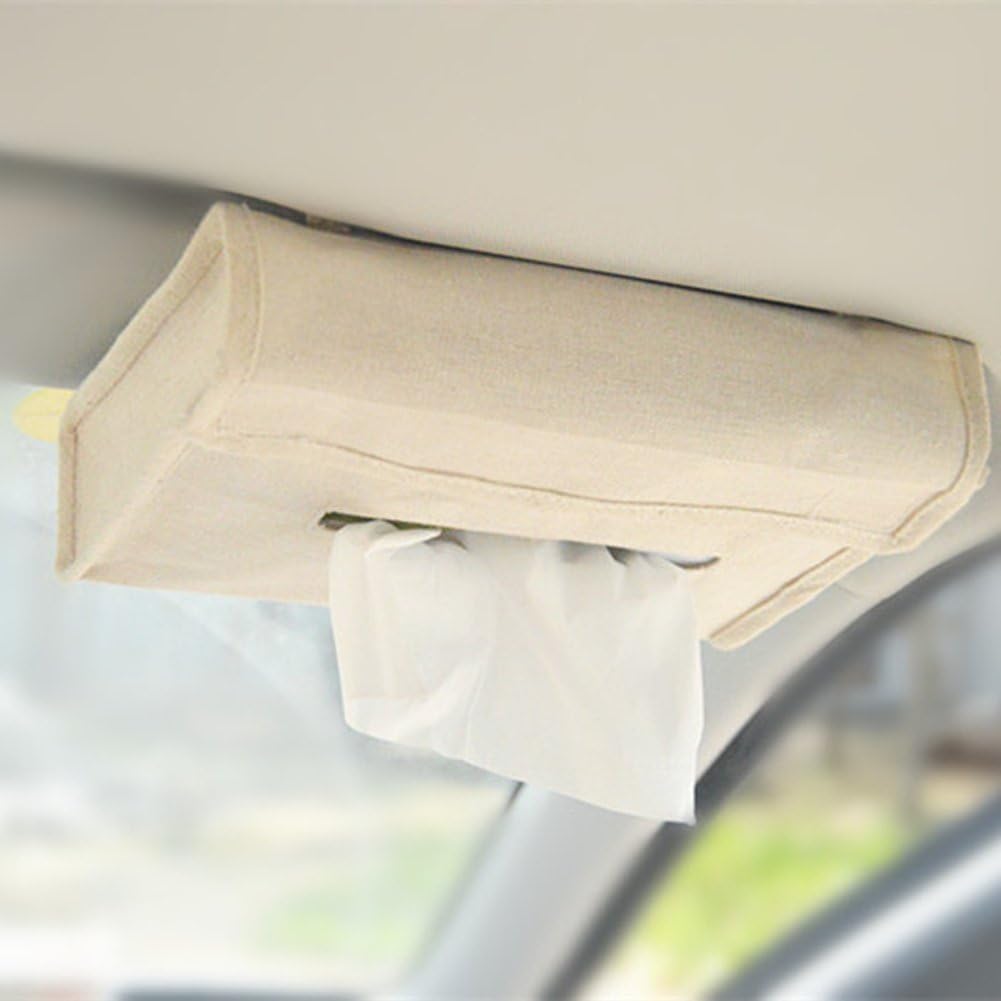 UUOUU Car Tissue Box Sun Visor Napkin Box Auto Tissue Cover Holder (Beige)