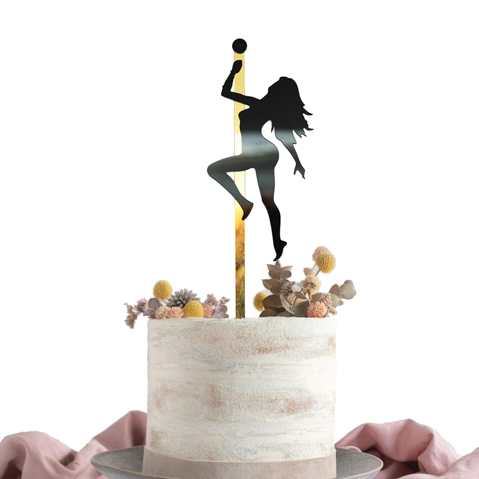 Photo 1 of 1 Pcs Bachelor Party Cake Topper Pole Dance Girl Cake Toppers Bachelor Party Decorations Bachelorette Shower Birthday Party Decorations Supplies (Golden)