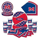 University of Mississippi Ole Miss Rebels Party Pack - Plates, Cups, Napkins - Serves 8