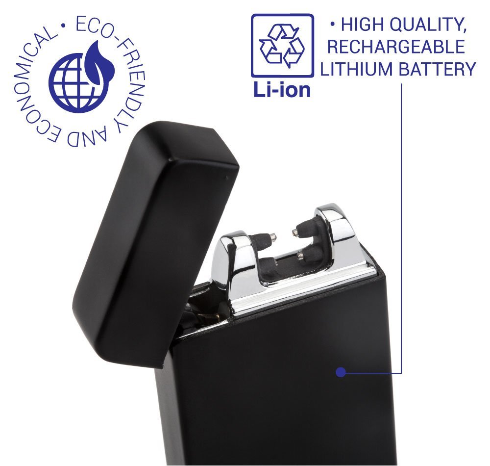 Briquet Double Arc Électrique, Briquet USB Electrique Sans Flamme, Briquet Tesla Rechargeable à l\'Epreuve du Vent, avec Câble, Briquet de Poche à Allumage Sans Gaz en Toute Sécurité pour par Opul