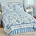 Collections Etc Reversible Beach Bliss Ocean Inspired Coastal Scene with Shells, Coral Reef & Starfish Bedding Quilt, Reverse Side with White, Blue and Green Stripes, Blue and White, Full/Queen