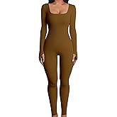 YIOIOIO Women Workout Seamless Jumpsuit Yoga Ribbed One Piece Long Sleeve Leggings Romper