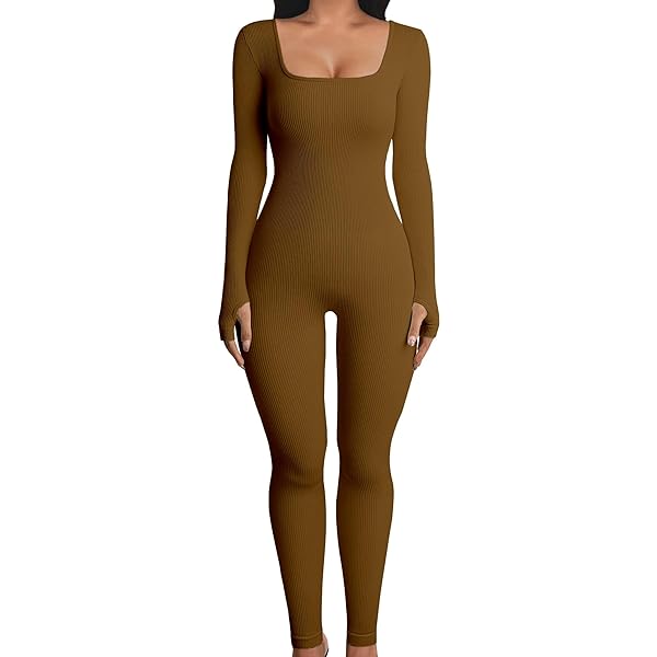 Amazon.com: Mioliknya Women Ribbed One Piece Jumpsuits Long