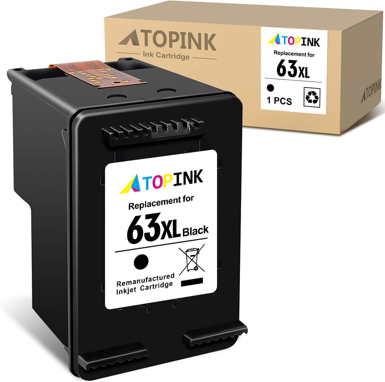 ATOPINK Remanufactured Ink Cartridge Replacement for HP 63XL 63 XL Compatible with DeskJet 1112 1110 2130 3632 OfficeJet 5255 3830 3834 4650 4652 4655 5252 5258 Envy 4520 4512 Printer (Black) 1-Pack