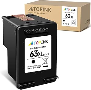ATOPINK Remanufactured Ink Cartridge Replacement for HP 63XL 63 XL Compatible with DeskJet 1112 1110 2130 3632 OfficeJet 5255 3830 3834 4650 4652 4655 5252 5258 Envy 4520 4512 Printer (Black) 1-Pack