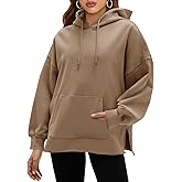 Fisoew Women's Hoodies Oversized Sweatshirts Casual Long Sleeve Side Slit Pullover Tops Fall Winter Outfits with Pocket