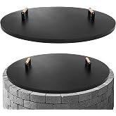 G GOOD GAIN Firepit Lid Round 38 Inch,Rust Resistant Fire Pit Lid Cover | Fire Pit Snuffer Lid with Wooden Handle &amp; Gloves for Courtyards,Patio,Winter Cold Protection.Fits Fire Pits Up to 36"