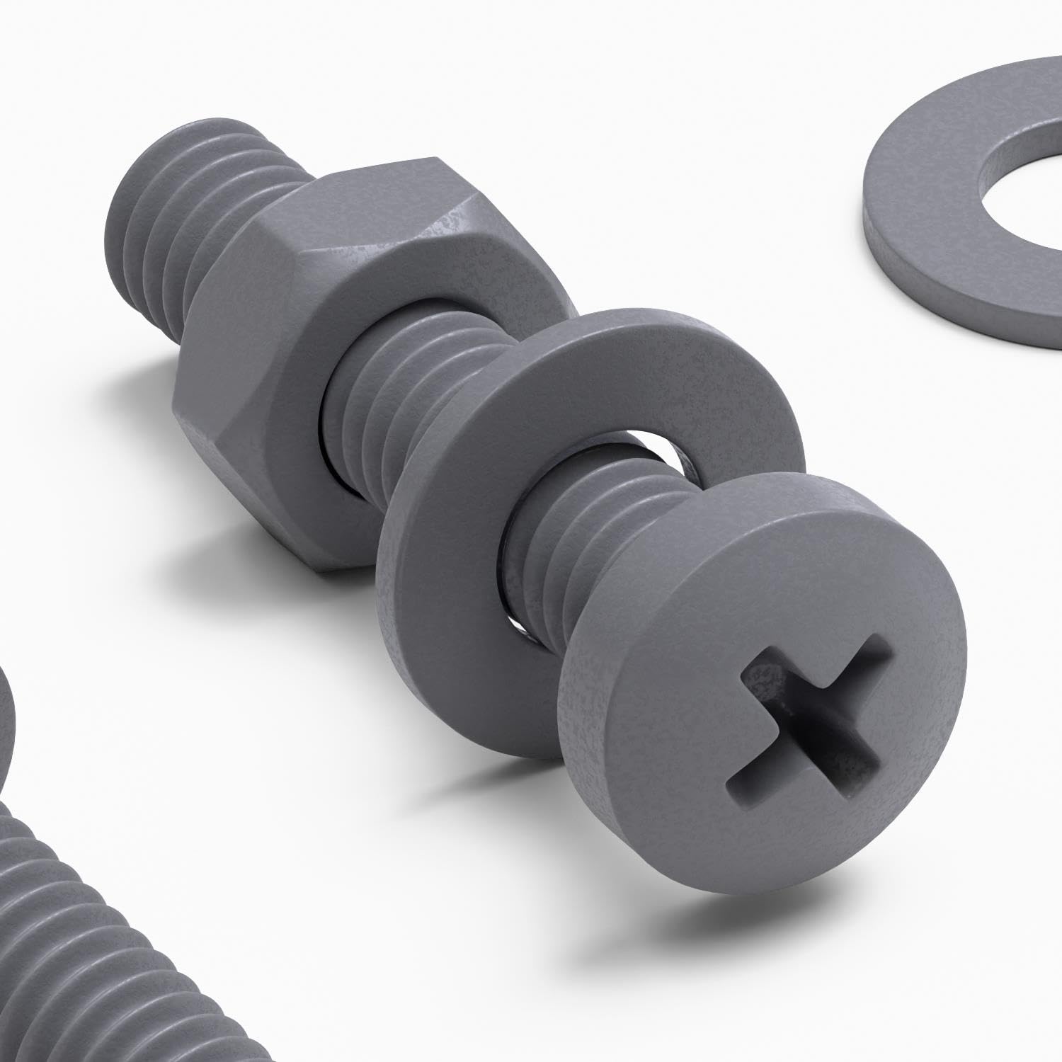 20 x Grey Pan Head Screws Polypropylene (PP) Plastic Nuts and Bolts, Washers, M4 x 20mm, Anti-Corrosion, Chemical Resistant, Electrical Insulator, Gray