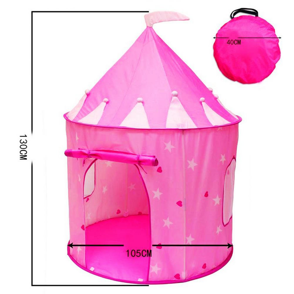 Rapidly boy Princess Castle Girls Play Tent Glow in the Dark Stars - Childrens Play Tents for Indoor & Outdoor Use,Easy to Folding back with Storage Carry Bag Pink