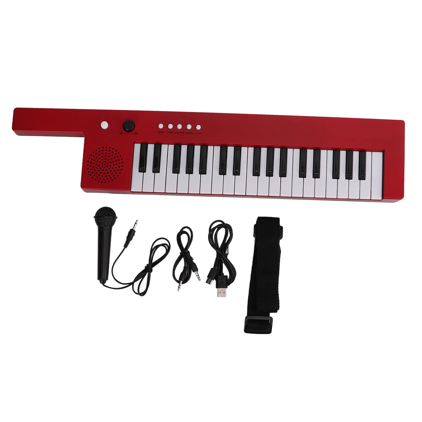 37 Key Electronic Keyboard Piano Portable Guitar Electronic Organ Mini Keytar Musical Instrument(BF-3755 red)