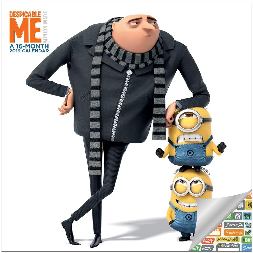 Despicable Me Minions Calendar 2019 Set - Deluxe 2019 Despicable Me Mini Calendar with Over 100 Calendar Stickers (Despicable Me Minions Office Supplies)