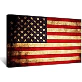 KREATIVE ARTS Gallery Wrap Canvas Prints Large Size Vintage America Flag Canvas Wall Art Honored Nation Symbol Picture Framed and Stretched USA Flag Poster for Home Office Decor Rustic 24"x36"