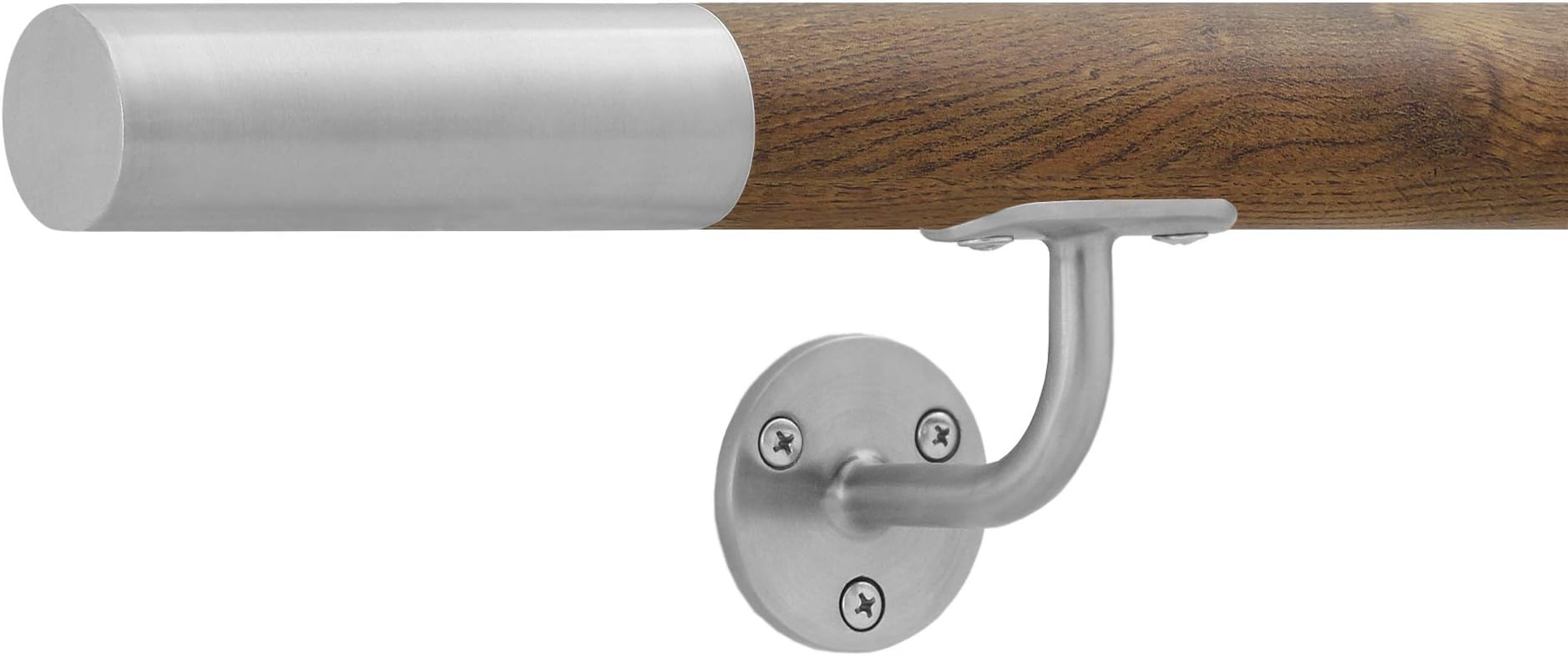 Fello Handrail Stainless Steel Light Oak Staircase Bannister Balustrade Hand-Rail Plain Ends (175cm)