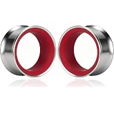 Vankula Two-Tone Ear Gauges Tunnels, 0g-5/8 (8mm-16mm) 2PCS Double Flared Ear Plugs, 316L Surgical Steel Hypoallergenic Body Ear Stretching Jewelry for Stretched Ears