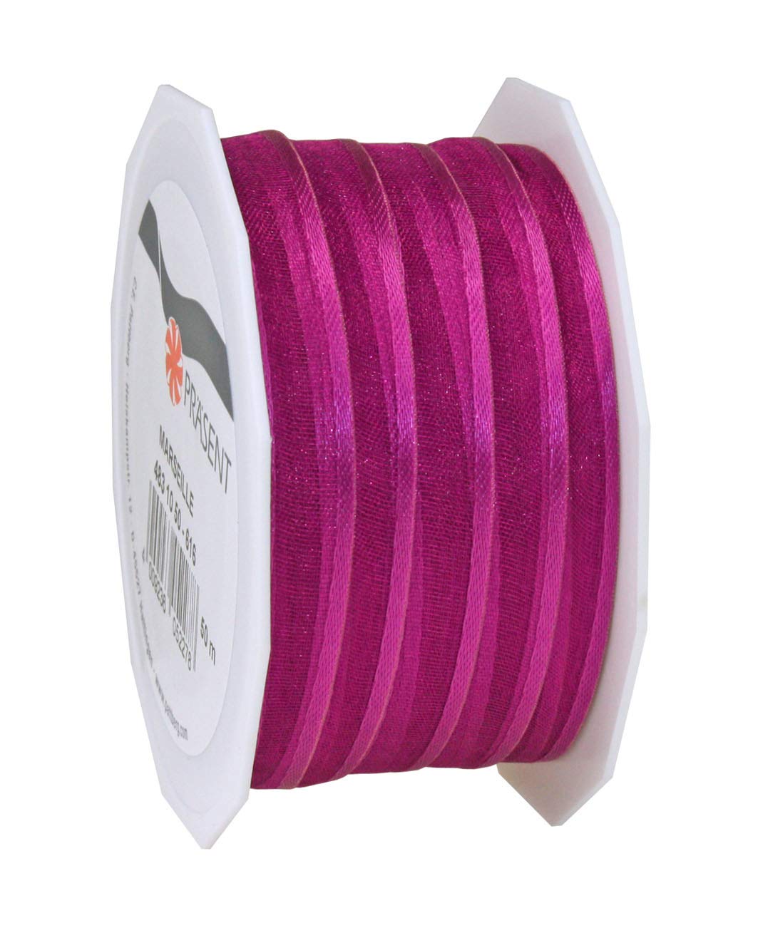 Präsent - Marseille Wired Organza Ribbon Purple 10 mm Width, 50 m Length