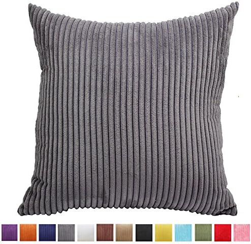 Throw Pillow Cover 18x18 neutral,Momoikcn Green Supersoft Decorative Pillow Case Cushion Cover With Invisible Zipper For Sofa Chair (Grey, 18" x 18")