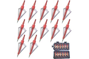 EOOENOON Archery 3 Blades Hunting Broadheads 100/125 Grains Screw-in Arrow Heads Arrow Tips Compatible with Crossbow and Compound Bow + 1 PK Broadhead Storage Case