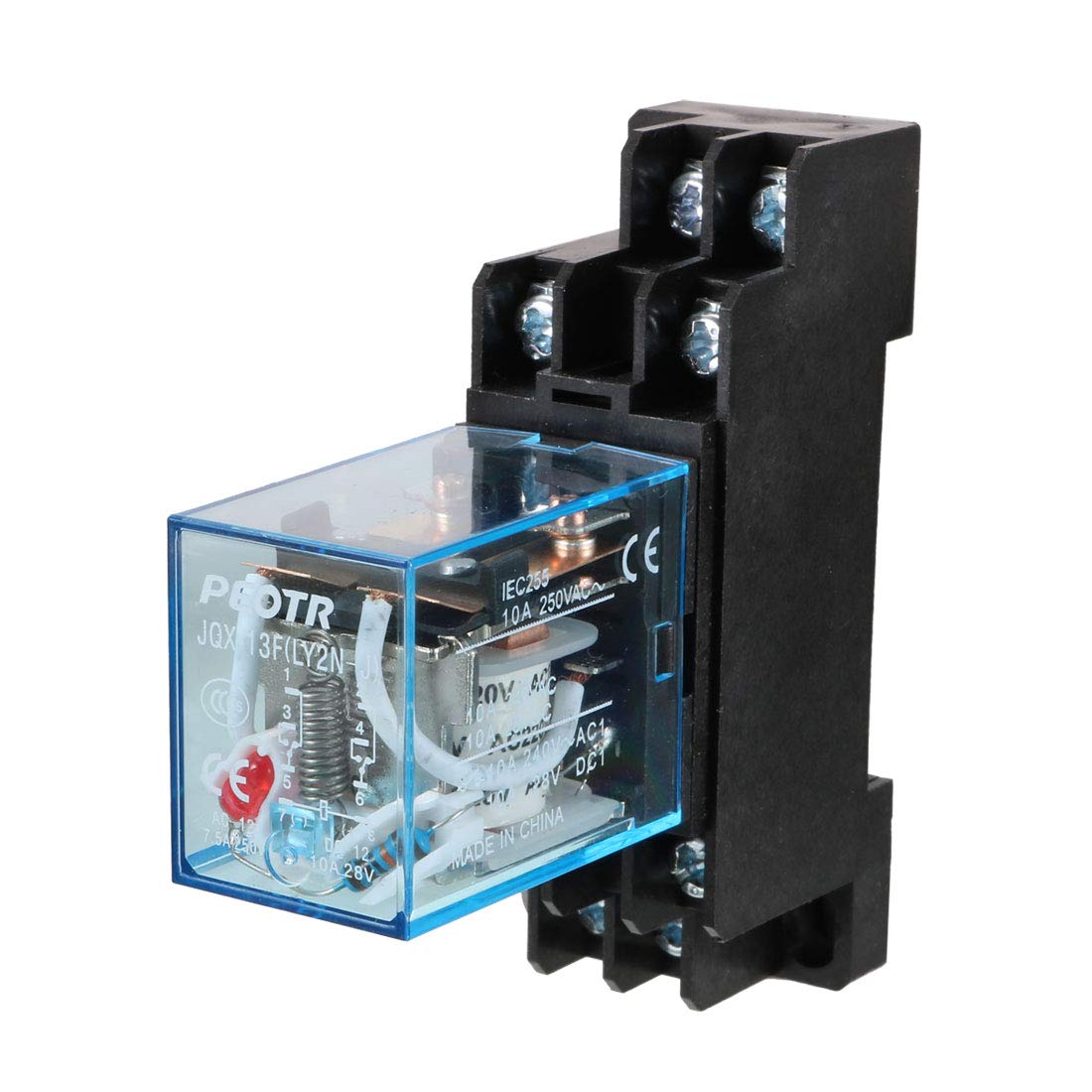 sourcingmap AC 220V Coil 8 Pin DIN Rail Electromagnetic Power Relay 8 Pin 10A LY2NJ w Base
