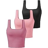 Porvike Sports Crop Tank Tops for Women Cropped Workout Tops Racerback Running Yoga Tanks Cotton Sleeveless Gym Shirts 3 Pack