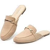 MUSSHOE Mules for Woman Buckle Flats Comfortable Slip on Women Mules Flats Shoes Backless Loafers