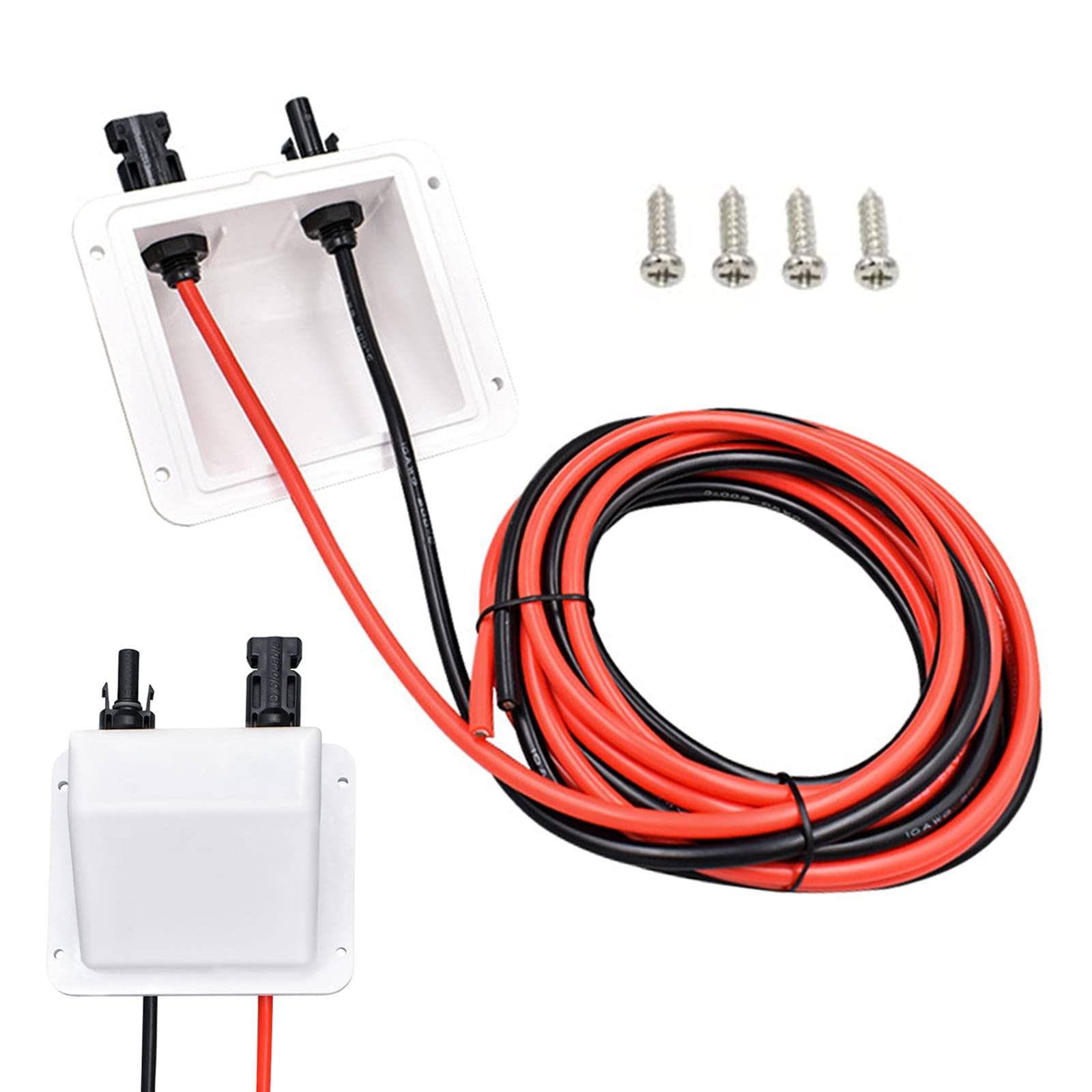 Solar Double Cable Entry, Dual Cable Entry Housing with 10Ft 10AWG Solar Extension Cable Solar Panel Socket and Connector for Solar Project Air Conditioner RV Caravan Boat, 6mm²