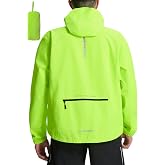 baleaf Men's Cycling Rain Jackets Waterproof Lightweight Packable | Breathable, 10,000mm Waterproof, High Visibility, Windbreaker, 5 Functional Pockets, Hooded, Running, Hiking, Fishing, Travel