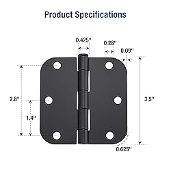 JOY DECOR 12 Pack Rounded Matte Black Door Hinges 3