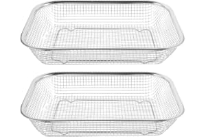 ibasenice Stainless Steel Mesh Strainer Basket 2-Pack Over the Sink Draining Basket for Washing and Rinsing Fruits Vegetables