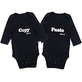 DEFAHN Funny Twins Baby Bodysuits Boys Girls Rompers 2 Pack Twin Matching Clothes Outfits for Newborn Infant