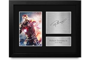 HWC Trading Robert Downey Jr USL Framed Signed Printed Autograph Iron Man The Avengers Print Photo Picture Display - Great Gi