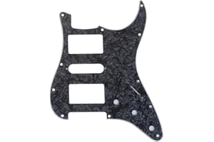 Musiclily Pro 11 Hole HSH Guitar Strat Pickguard for Fender American/Mexican Standard Stratocaster Modern Style, 4Ply Black P