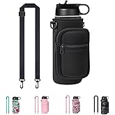 Doacpcr Water Bottle Holder with Strap, Insulated Crossbody Sling Bag, Carrier with Phone Pocket for Walking Hiking Camping Fishing