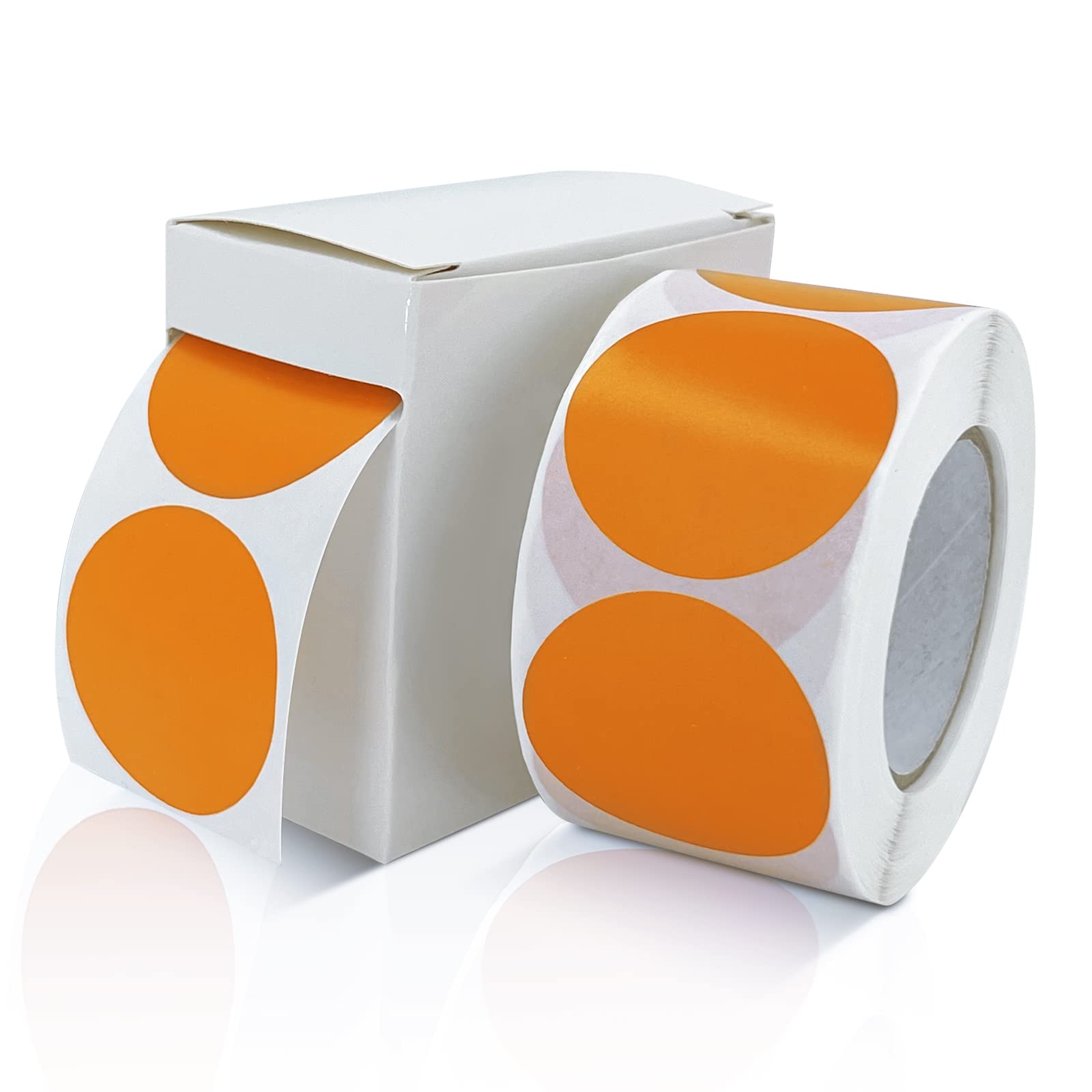 Round Stickers Orange 38mm Circle Labels with Dispenser Box Color Coding Dot Sticker Waterproof Removable Roll of 500