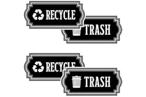 Jinzhenhong 4 Pack Recycle and Trash Decal, Recycle and Trash Logo Symbol, Waterproof Vinyl Decal for Trash Cans, Garbage Containers and Recycle Bins (Black)