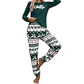 LeadDock Christmas Pajama Set for Women Holiday Matching Pjs with Long Sleeve Print Tops and Soft Pants Sleepwear Set