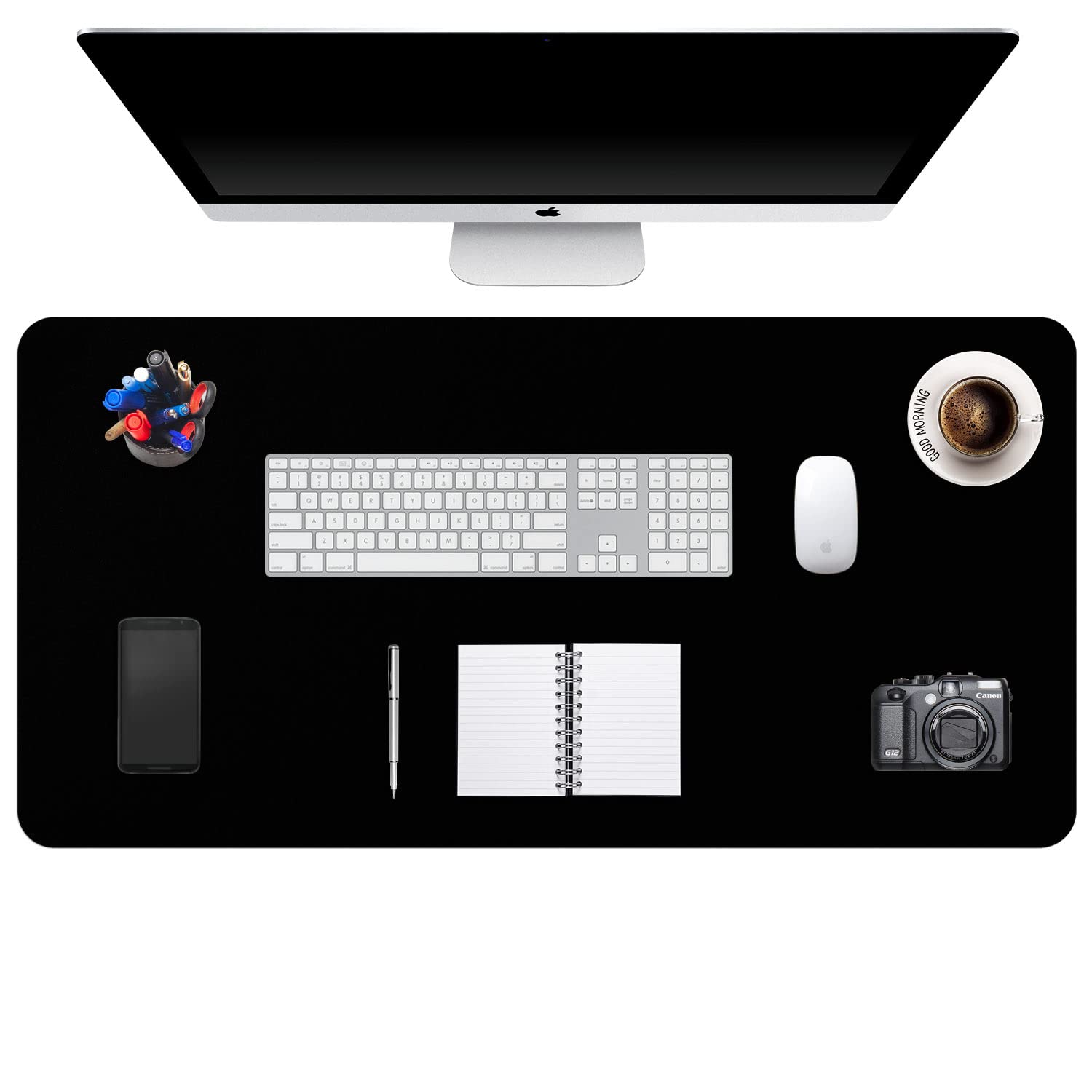 Desk Pad XXX-Large, DOBAOJIA Office Desk Mat, Desk Blotter, Extended Mouse Pad for Office/Home, PU Leather Waterproof +Suede Non-Slip 35.4" X 16.9" (Black)