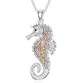 Sonouli Diamond Seahorse Necklace 925 Sterling Silver Lab Grown Diamond Seahorse Pendant Necklace Gift for Women