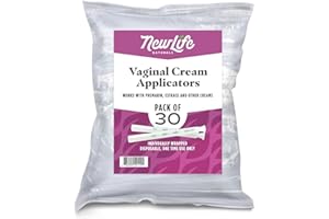 NEWLIFE NATURALS Disposable Plastic Vaginal Applicator Pack: Hygienic Threaded Injector to Fit Preseed Lubricant, Estrace, Personal Lube and OTC Gel or Cream Products - With Dosage Measurements - 30 Pack
