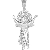 Claddagh Gold - Fine 925 Sterling Silver CZ-Accented Divino Ni o Jes s Divine Infant Jesus Pendant (Medium)