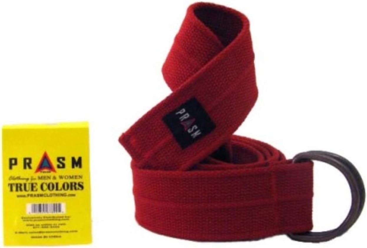PRASM ClothingPrasm Mens Womens D-ring Canvas Solid Color Web Belt (Dark Red, A: 45" Length)