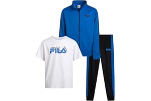 Fila Boys Tracksuit Set - 3 Piece Athletic Youth Shirts Tricot Jacket and Pants for Boys and Toddlers Kids Athletic Pants Set