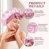 ACWOO Satin Bonnet Double-Sided Silk Hair Cap with Elastic Band view 3