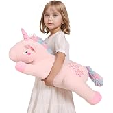 Tianmihou 24 inch Cute Giant Pink Rainbow Unicorn Plush Soft Body Pillow Plushies, Large Unicorn Stuffed Animals Toy Big Doll, Gifts for Kids Girls and Boys Birthday