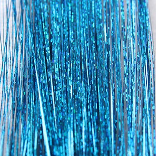 OWMEOT Hair Tinsel Sparkle Holographic Glitter Extensions Highlights Party Wig (Sky Blue)