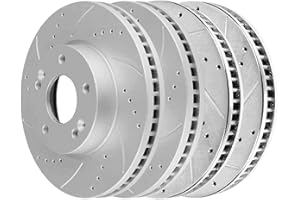 AUTO SHACK AutoShack Front and Rear Drilled Slotted Brake Rotors Silver Set of 4 Replacement for Kia Soul Forte5 Forte Koup Hyundai Veloster Elantra GT Kona Venue Elantra Coupe 2011-2020 Elantra FWD BRKPKG052061