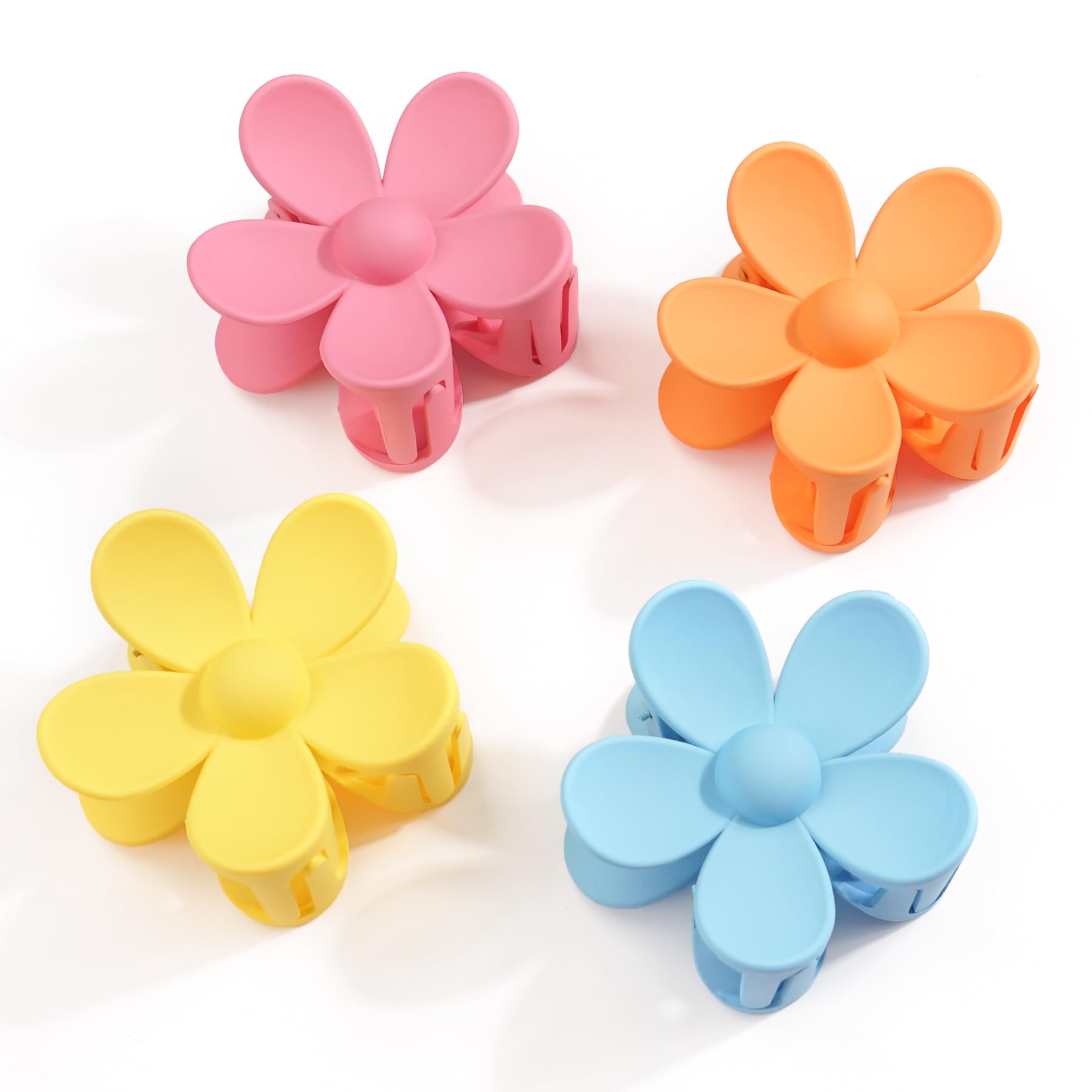 JOYOYO 4 Pcs Flower Hair Clips Hair Claw Clips for Women Girls Medium Size Claw Clips for Thick/Thin Hair, Lightweight Flower Clips 3 Inch Bright Colors — image 1