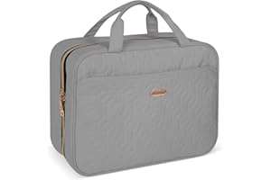 BALULHG Grey Toiletry Bag, Makeup Organizer, Travel Bag For Women Mens Toiletries, Waterproof with Hanging Hook, Large Capacity