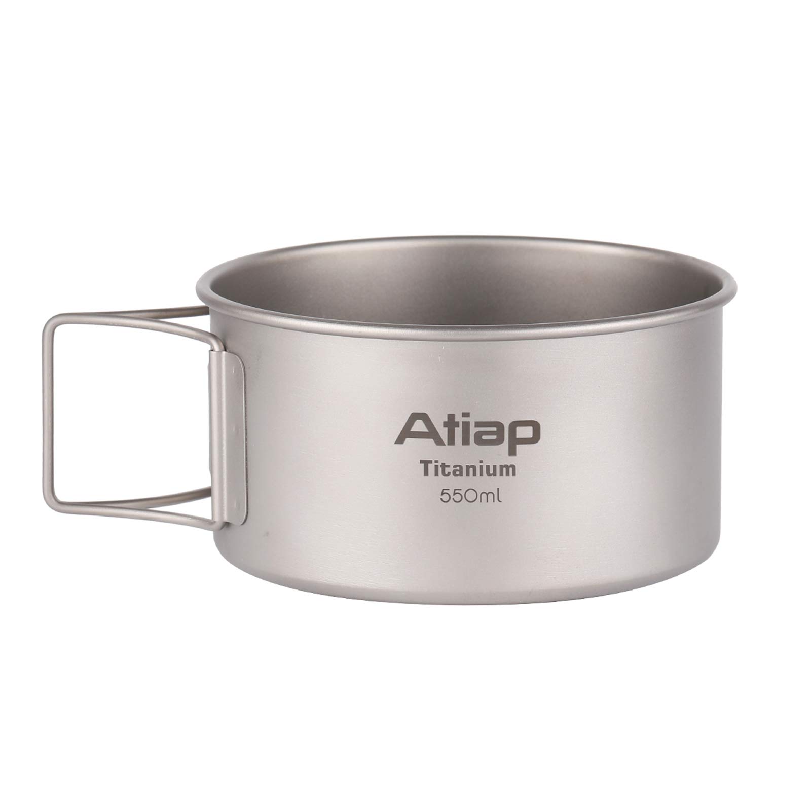 ATiAP Titanium Bowl Pot with Foldable Handle, Single-Wall Titanium Cooking Tableware Bowl with Folding Handle for Outdoor Camping Hiking Picnic (550ml)